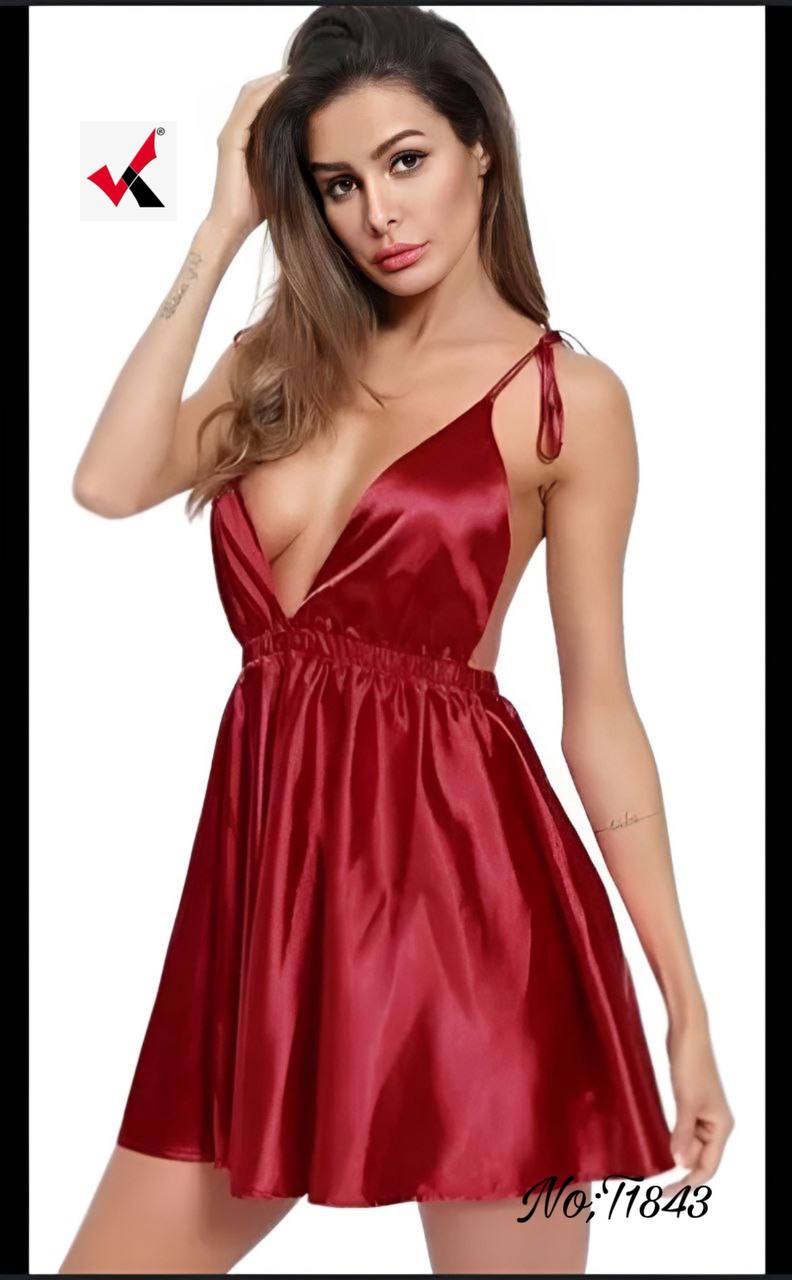 لباس خواب ساتن تیک قرمز کد1843