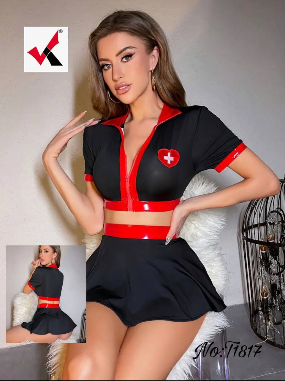 کاستوم پرستاری تیک قرمز کد1817T